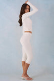 Knit Mid Rise Capri Trousers in Ivory