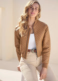Faux Leather Bomber Jacket Tan