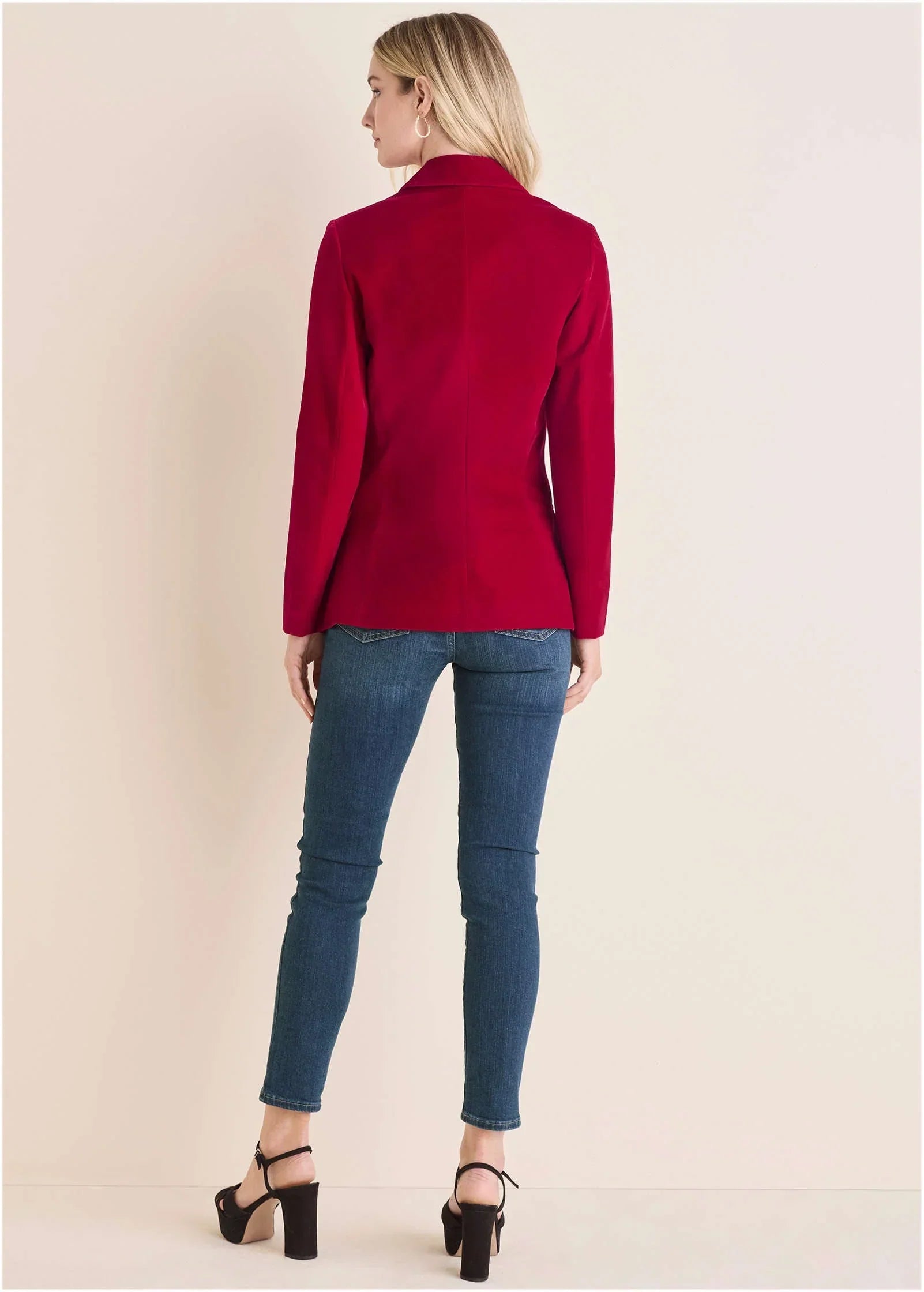 Velvet Blazer Red