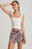 Sequin Embellished Mini Skirt in Silver