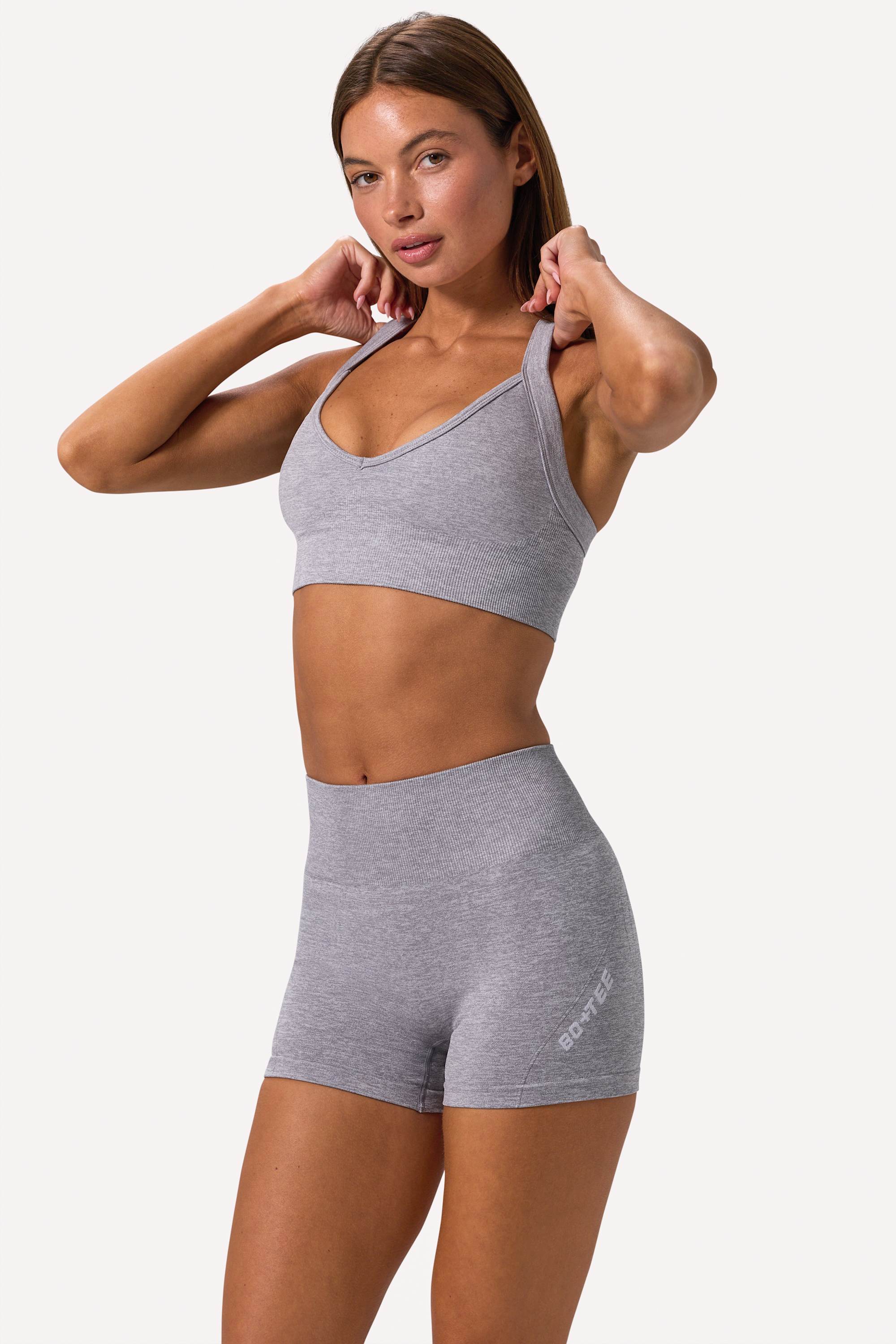 Super Sculpt Seamless Backless Sports Bra in Grey Marl