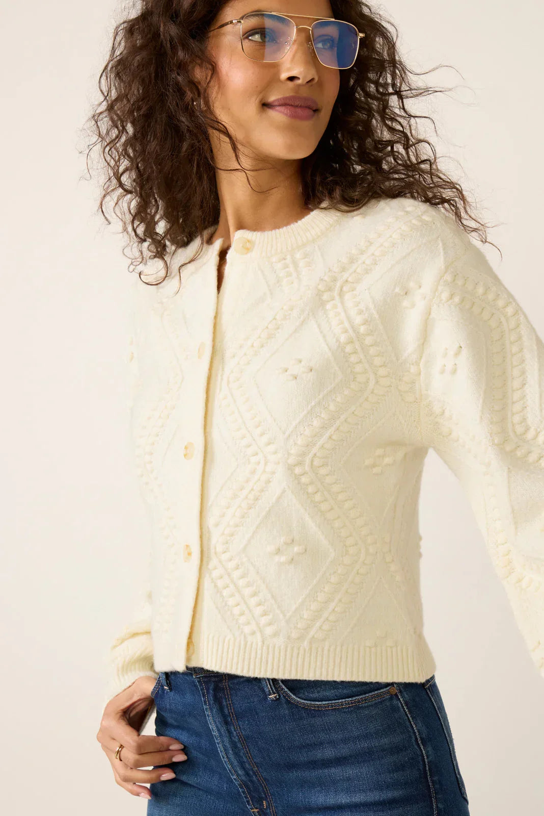 Kitty Bobble Crew Cardigan