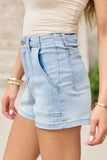My Favorite Light Wash Seamed Denim Shorts