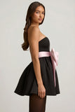 Bow Detail Corset Mini Dress in Black