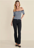 Off The Shoulder Sweater Black Iris Combo