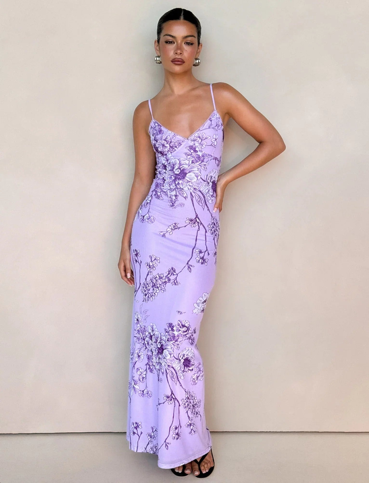 JULIANNA DRESS PURPLE FLORAL PURPLE CERAMIC FLORAL