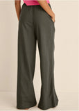Linen Wide Leg Pants Olive