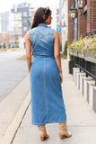 Romy Denim Button Front Maxi Dress FINAL SALE