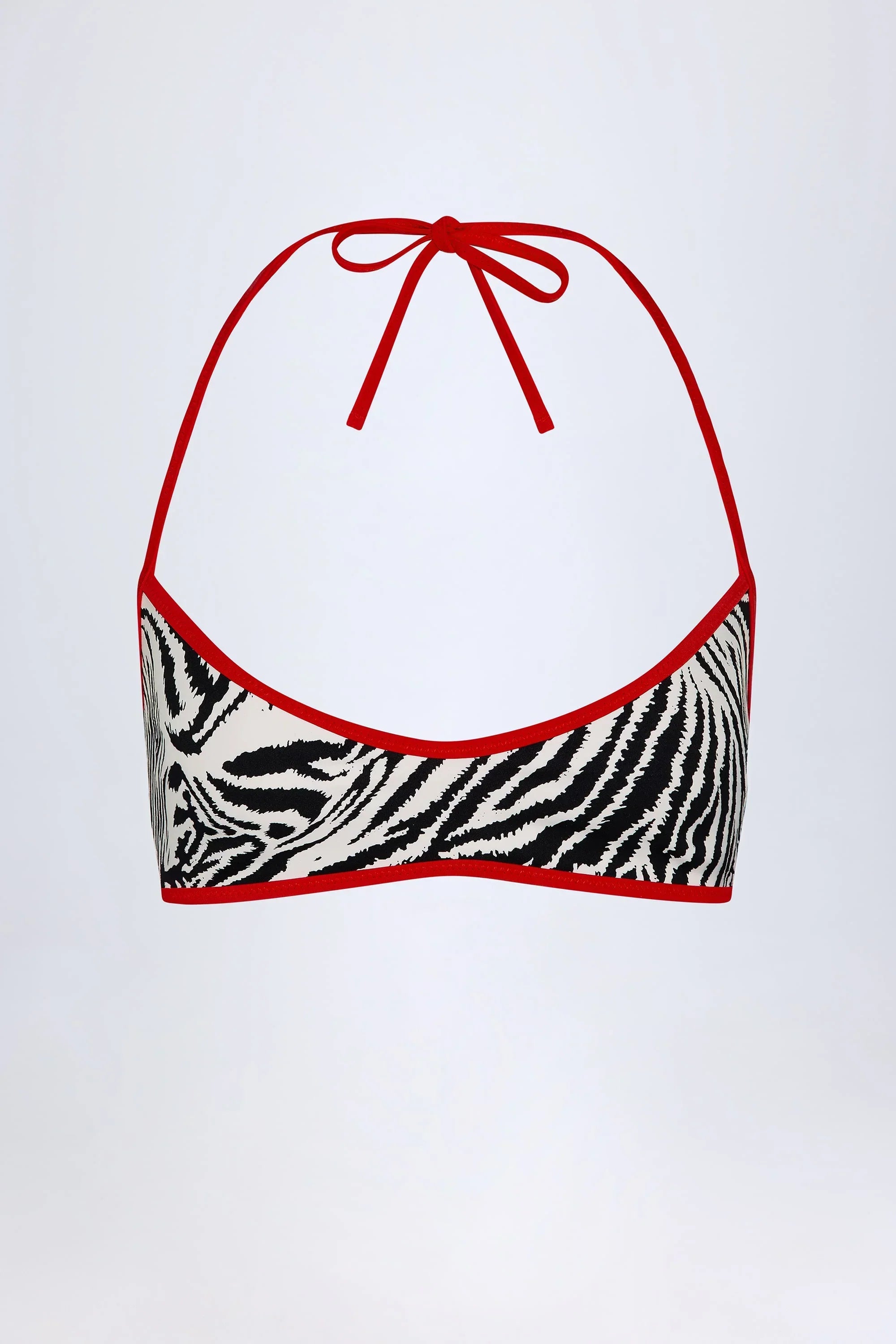 Reversible Halterneck Bikini Top in Zebra Print