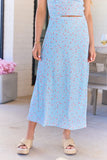 Lauren Blue Rose Print Midi Skirt