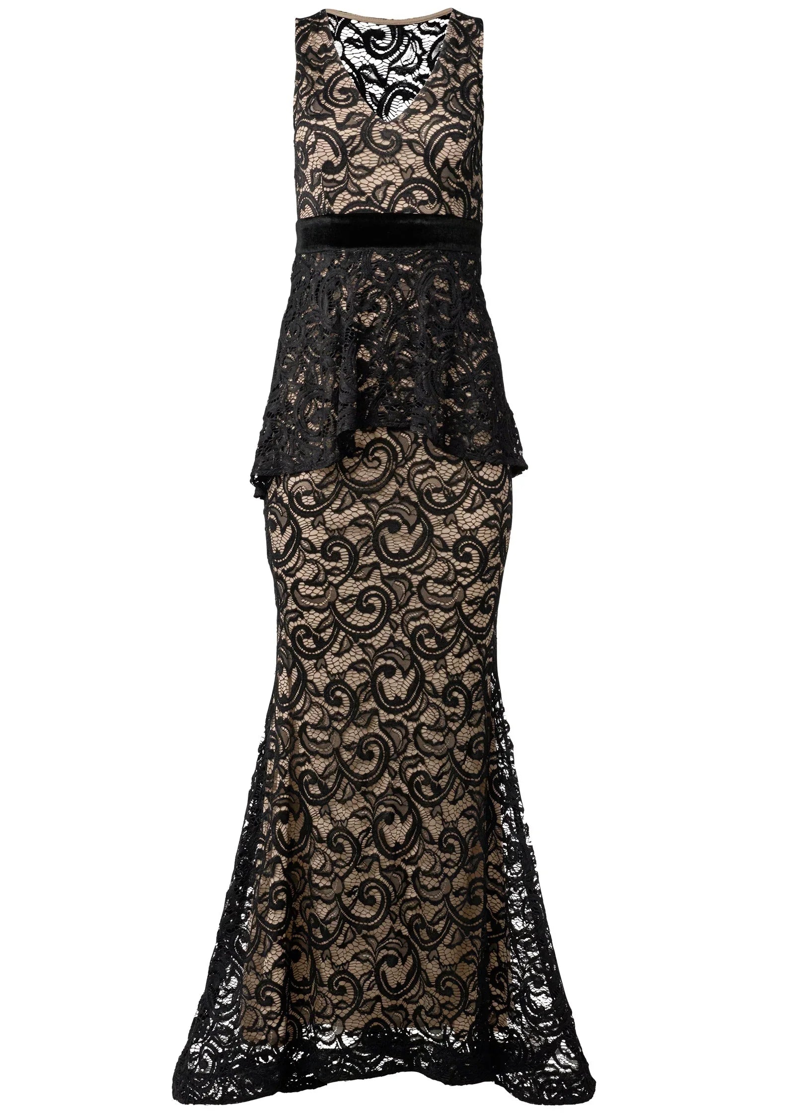 Tiered Lace Gown Black
