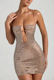 Embellished Cut Out Mini Dress in Honey