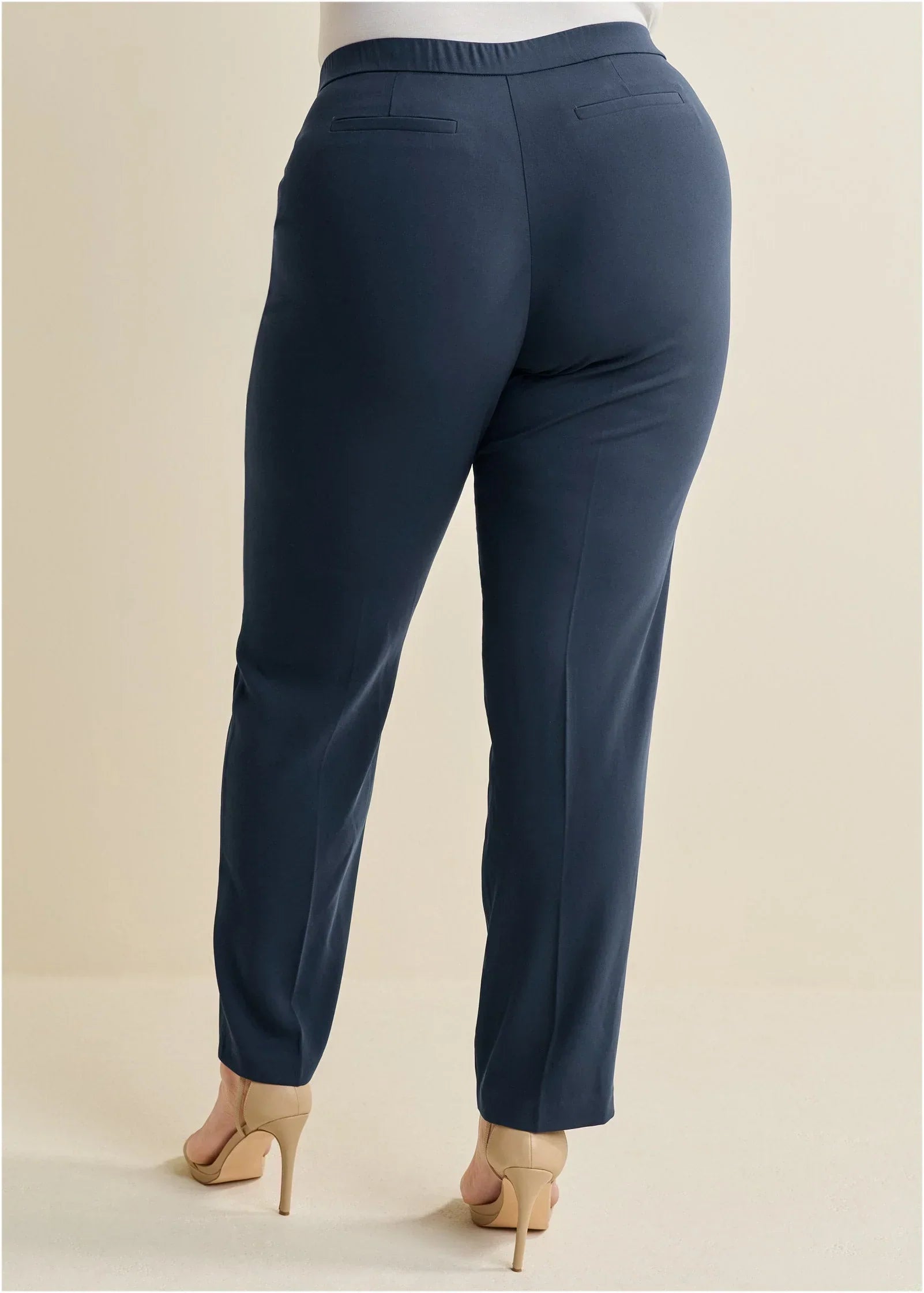 High Rise Straight Trousers Navy