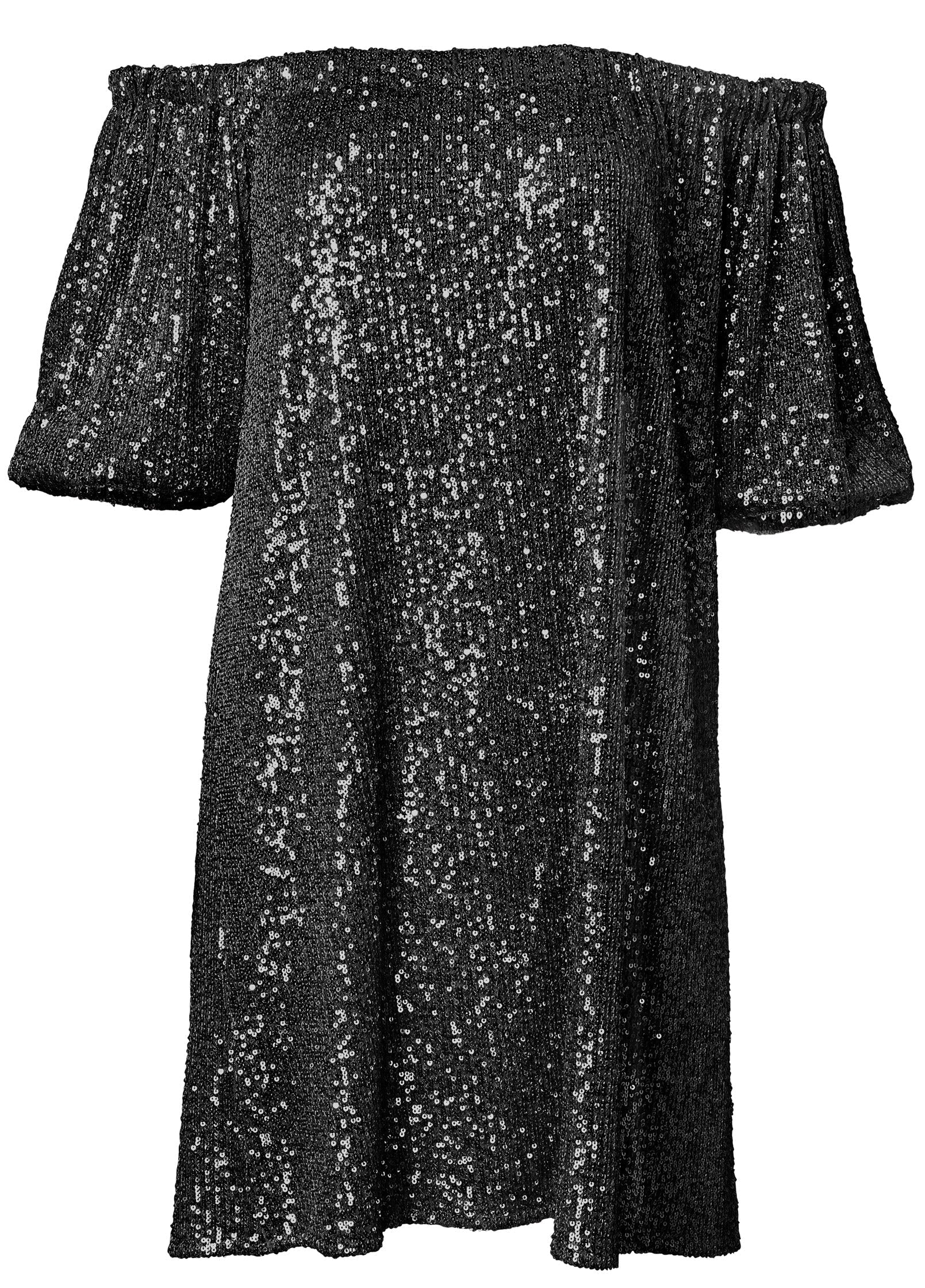 Sequin Off The Shoulder Dress Black