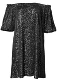 Sequin Off The Shoulder Dress Black