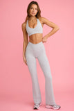 Soft Active V Waist Pocket Flared Leggings in Grey