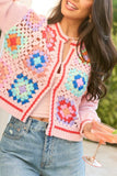 Emmie Pink Crochet Open Cardigan SALE