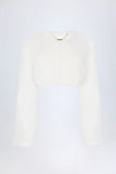 Faux Fur Cropped Bolero in White