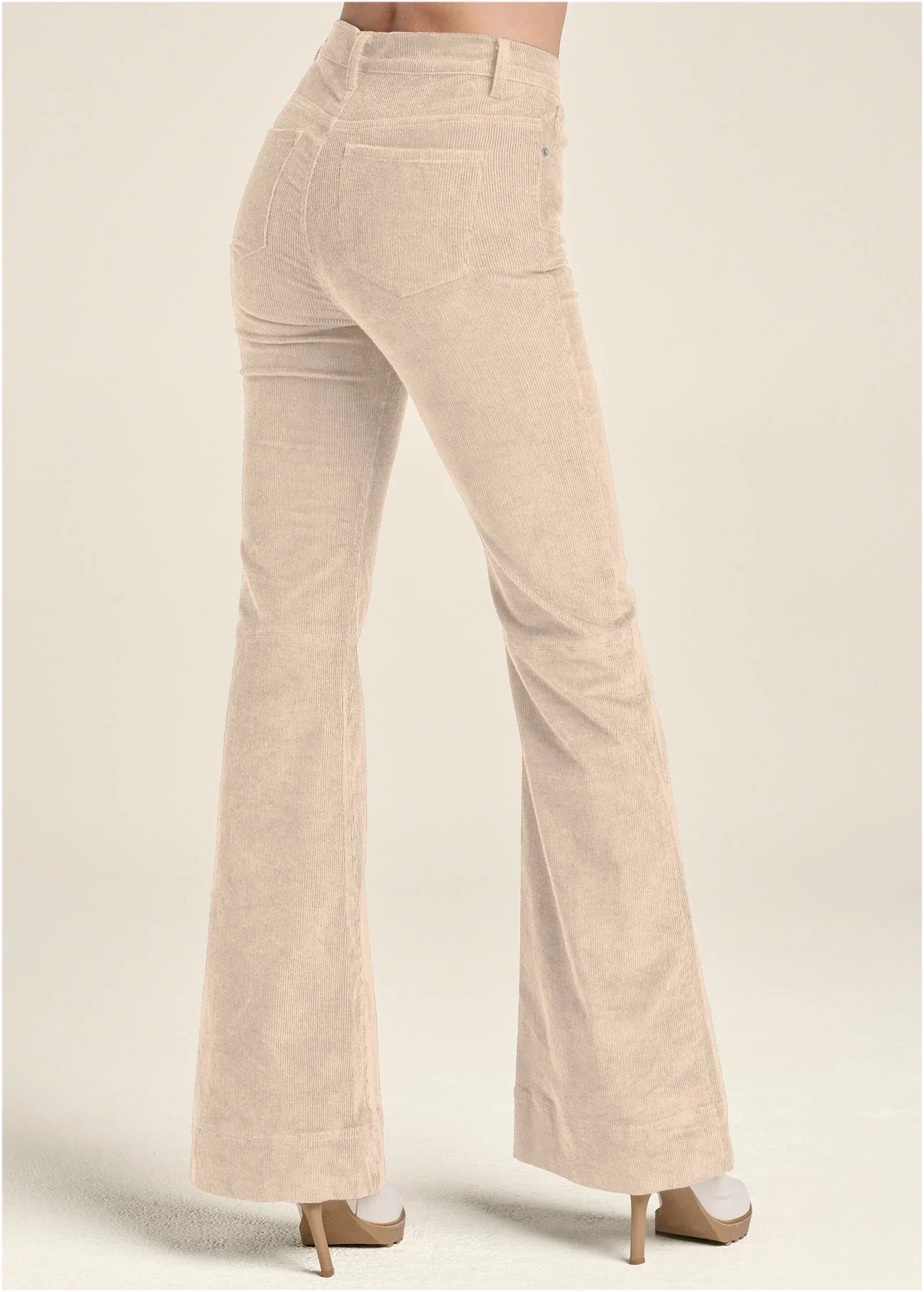 Corduroy Flared Pants Cream