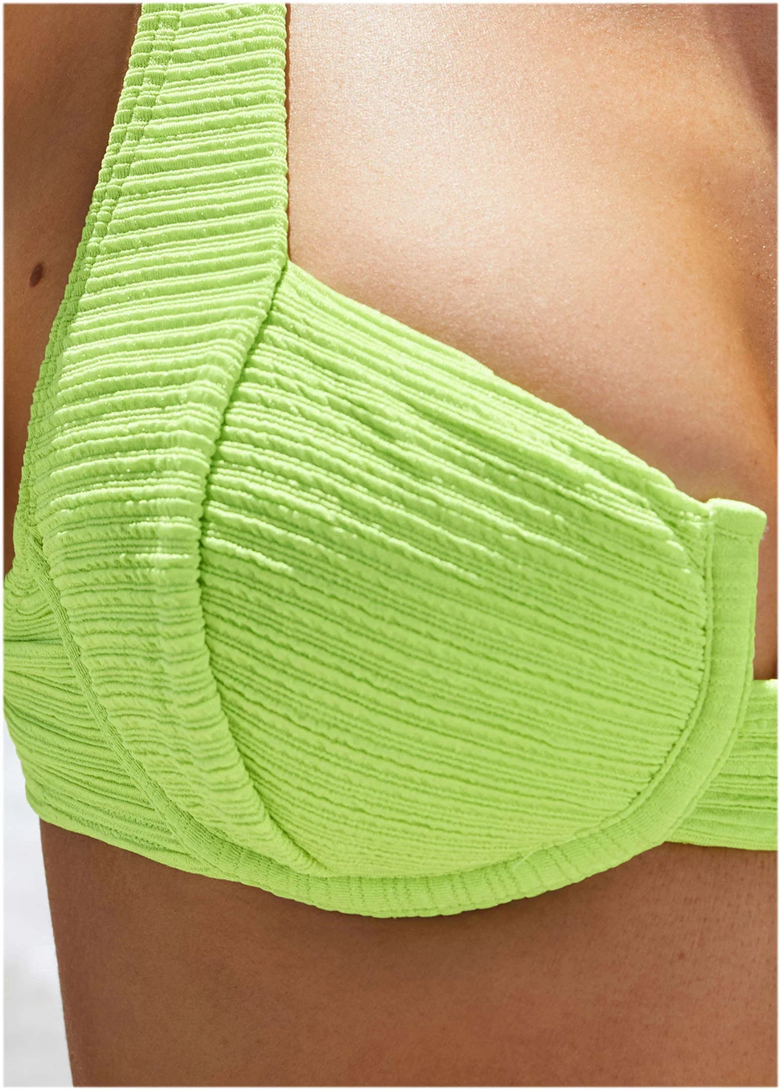 Textured Underwire Swim Top Bright Lime Green