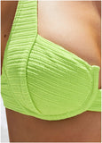 Textured Underwire Swim Top Bright Lime Green