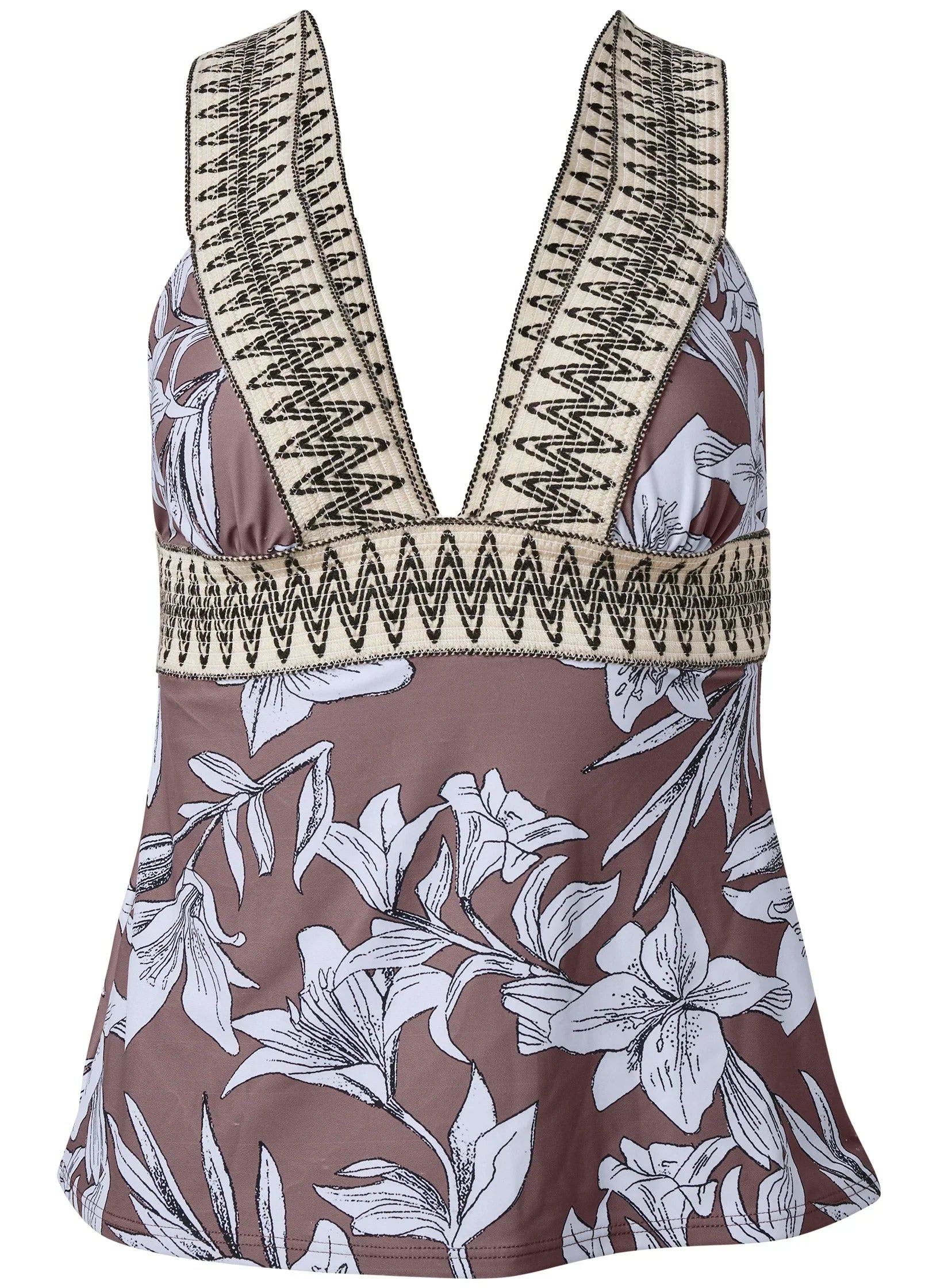 Elastic Tankini Top Tropical Island