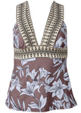 Elastic Tankini Top Tropical Island