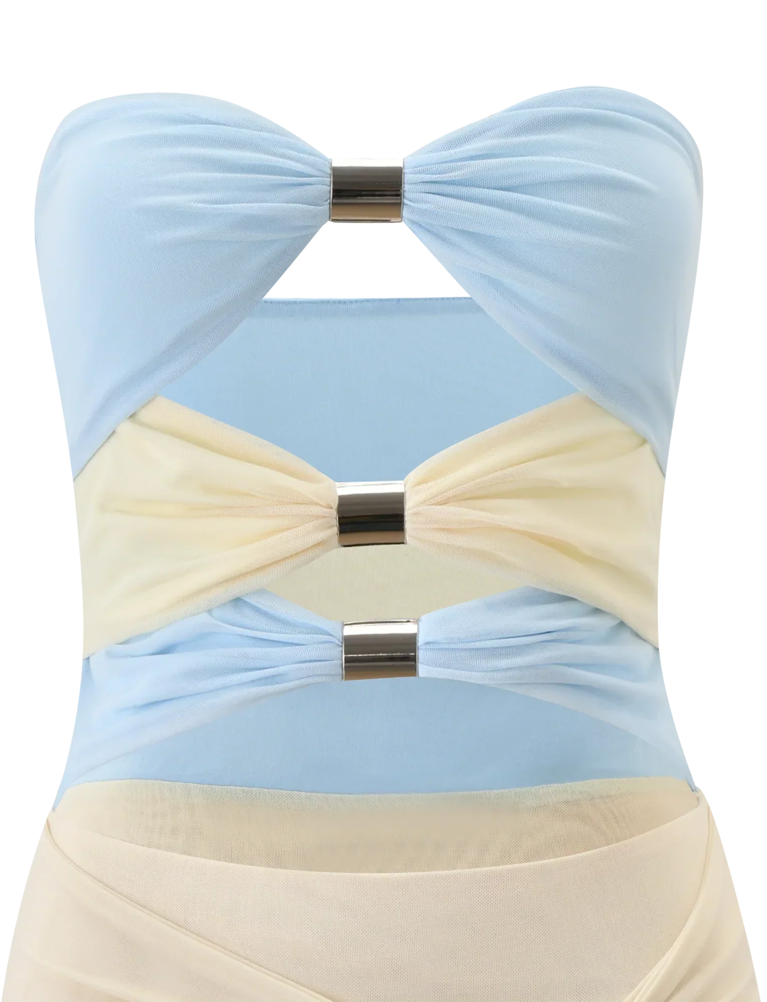 TWYLA MIDI DRESS CREAM AND BLUE