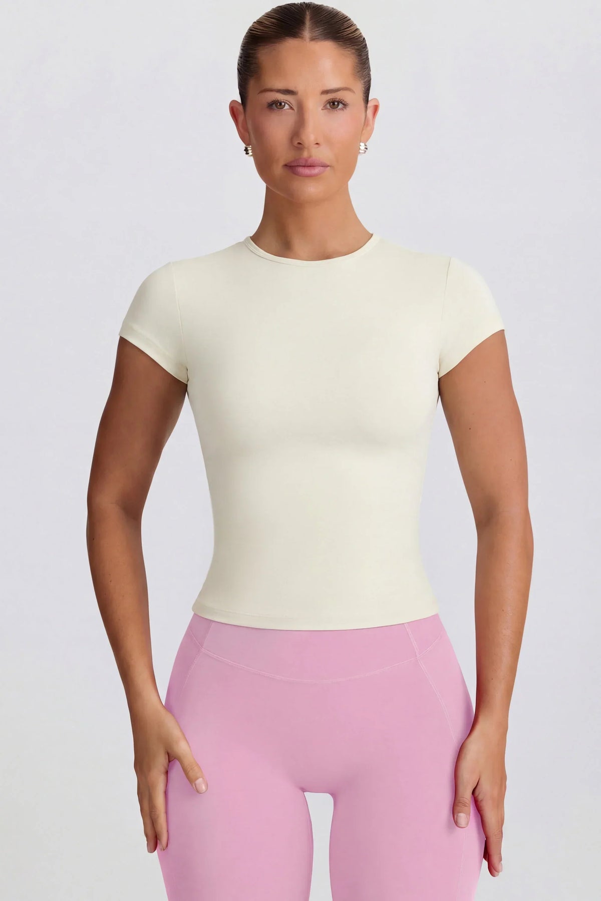 Cut Out Longline T Shirt in Oat
