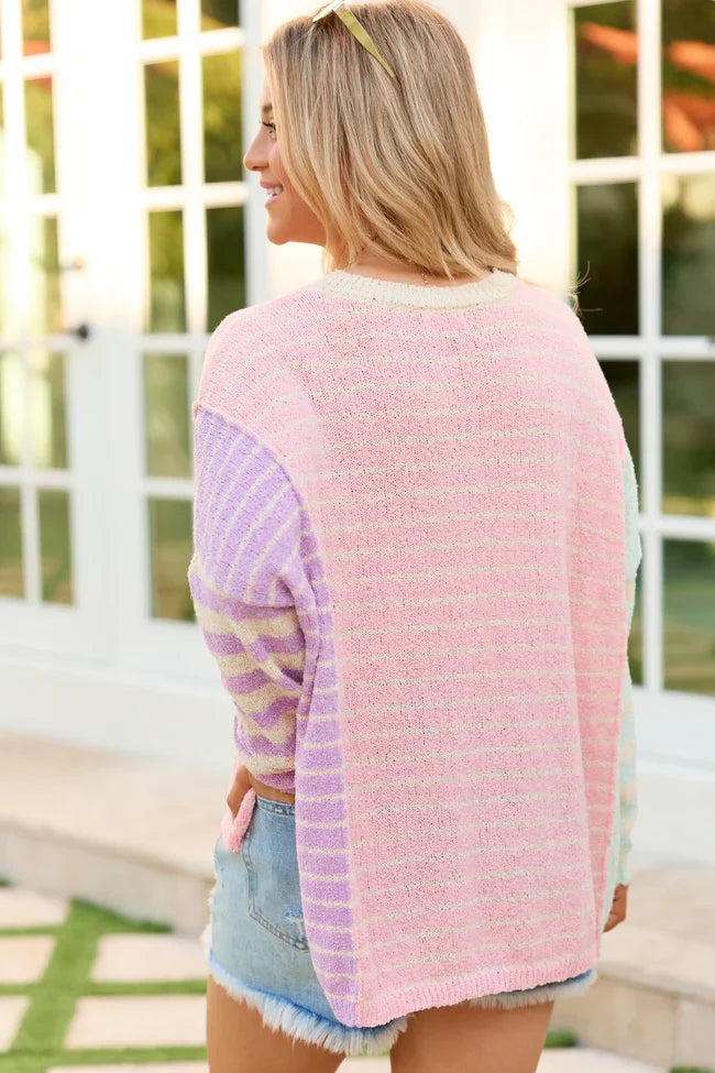 Kailynn Oversized Multi Stripe Sweater