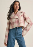 Crop Double Breasted Jacket Pink Multi