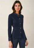 Denim Peplum Blazer Dark Rinse Wash