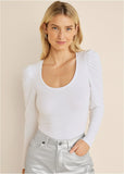 Puff Shoulder Long Sleeve Top White