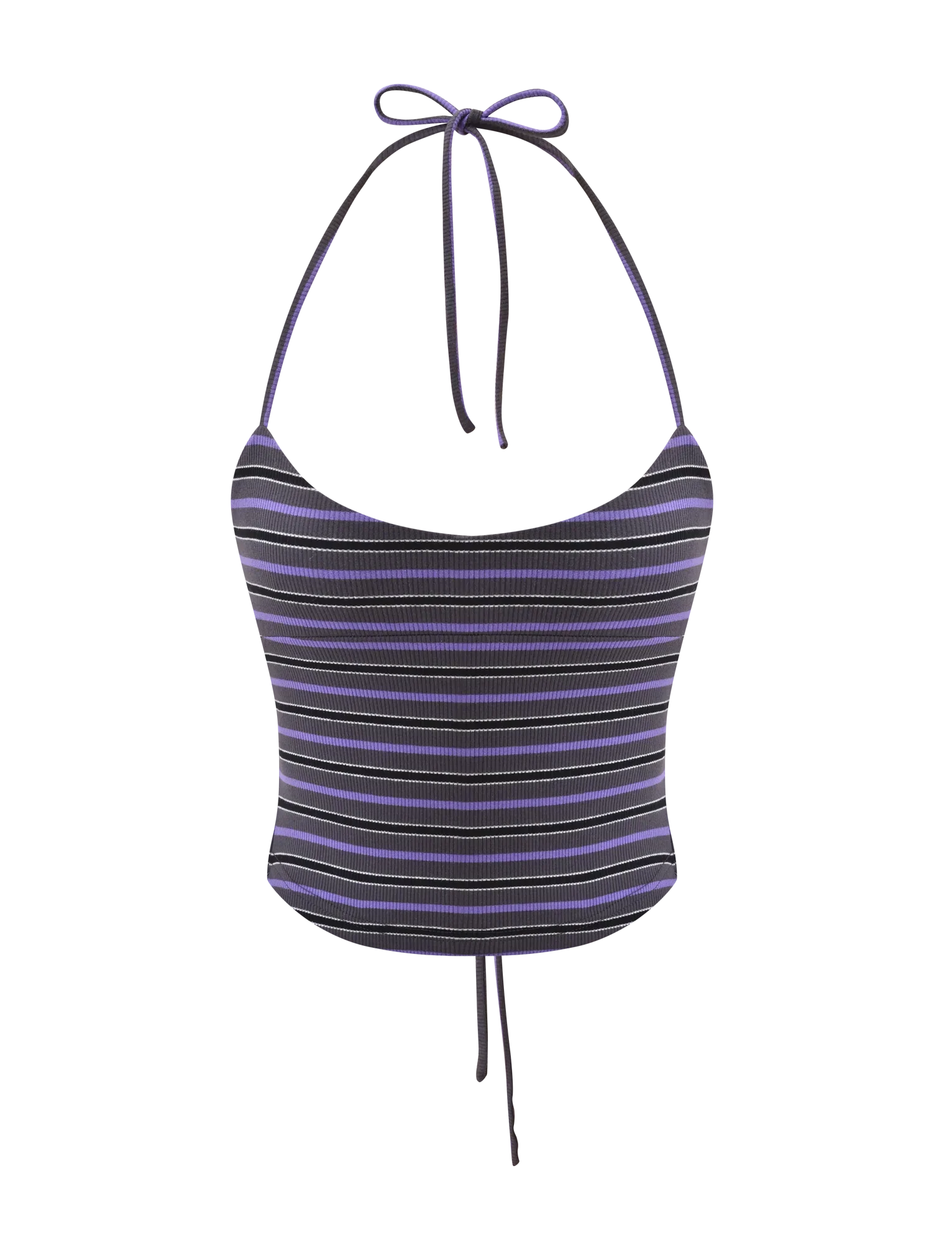 CERYS RIB TOP GREY STRIPE
