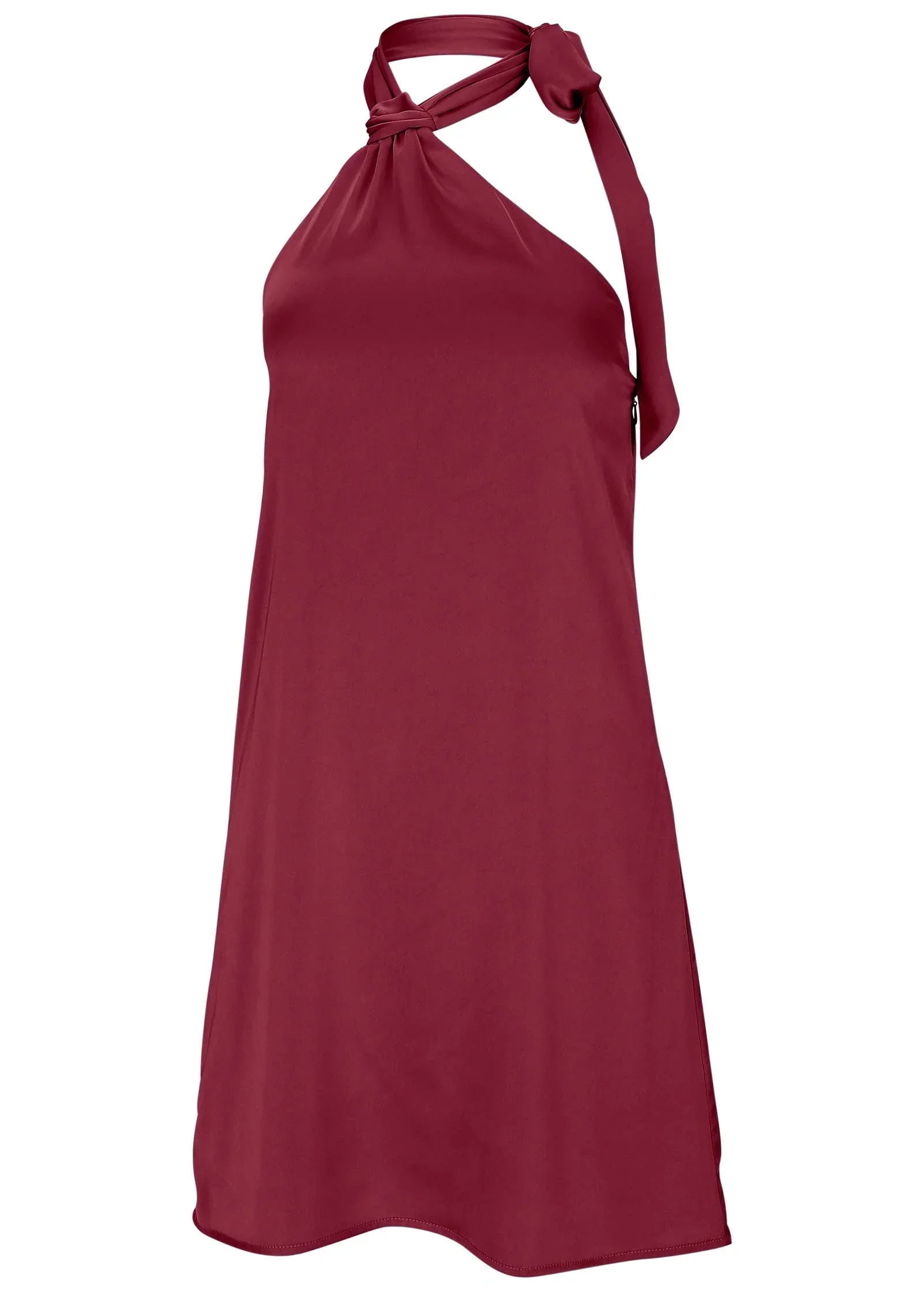 Halter Mini Dress Dark Red