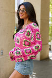 Annabelle Pink And Green Crochet Sweater