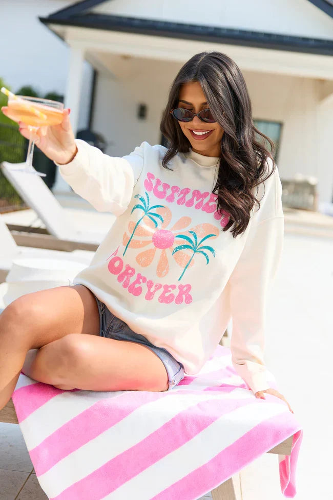 Summer Forever Cream Graphic Sweatshirt