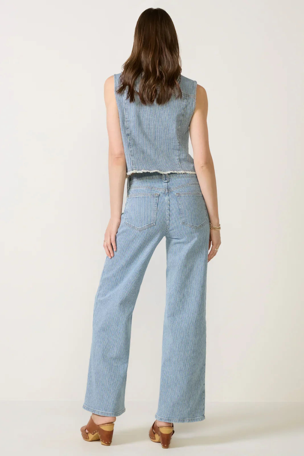 Railroad Stripe Wide Leg Jean
