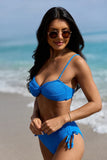 Tropical Bliss Blue Twist Bandeau Bikini Top