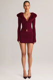Knit Mid Rise Mini Skirt in Wine