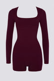 Soft Active Open Back Unitard in Burgundy