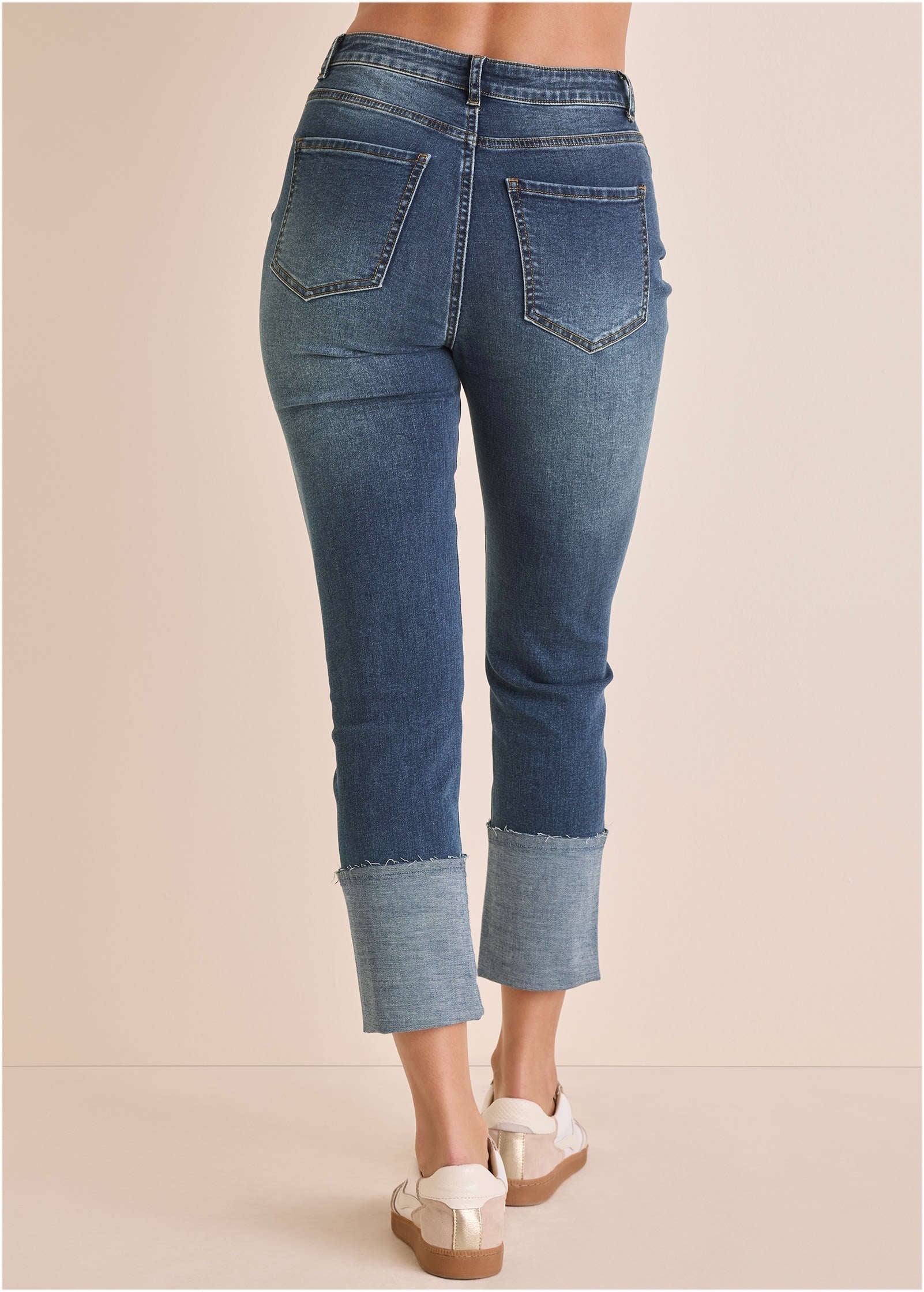 Embroidered Crop Jean Medium Wash