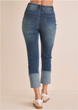 Embroidered Crop Jean Medium Wash