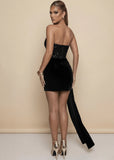Dark Temptation Velvet Drape Mini Dress Black