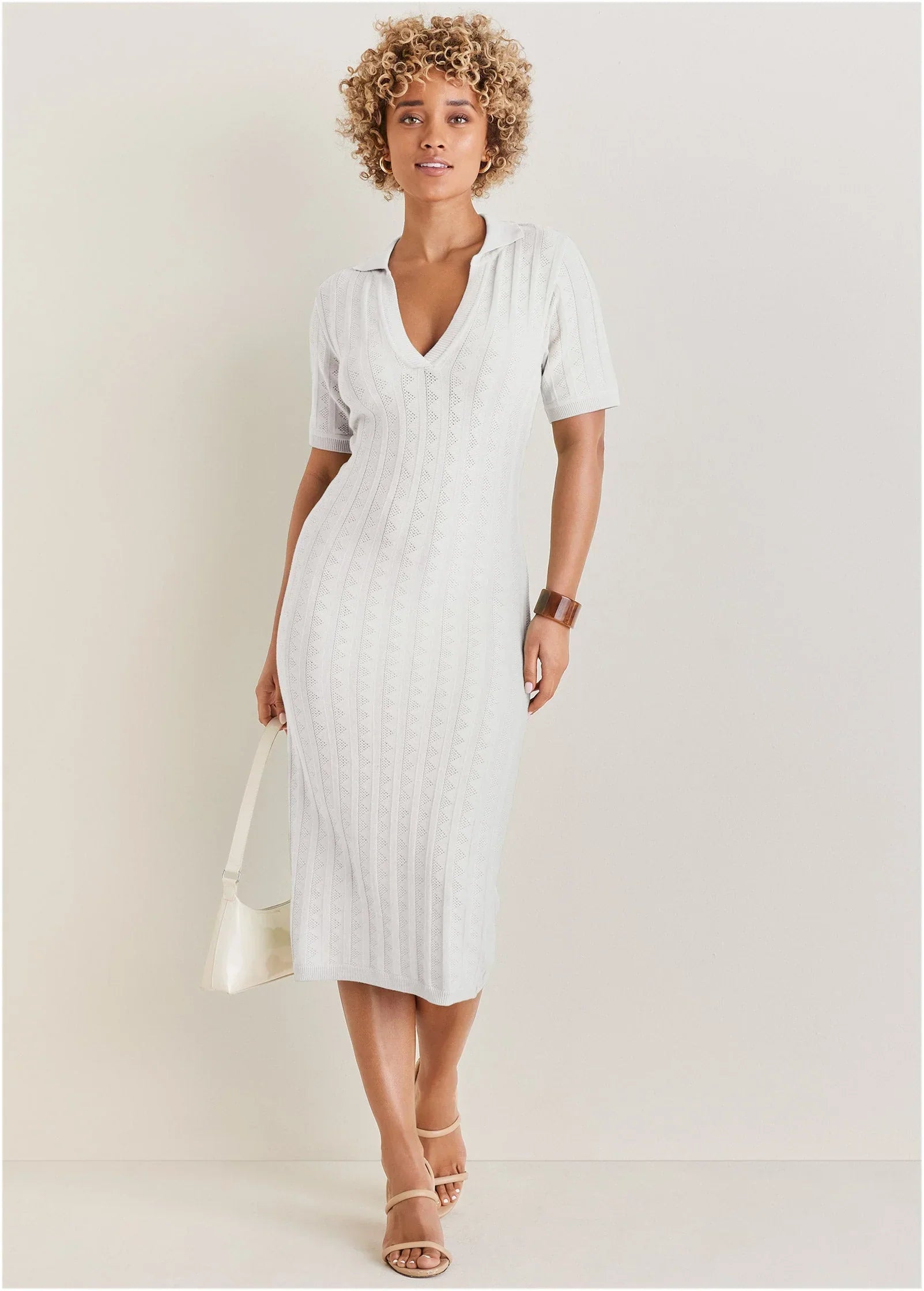 Pointelle Sweater Dress Cloud Dancer