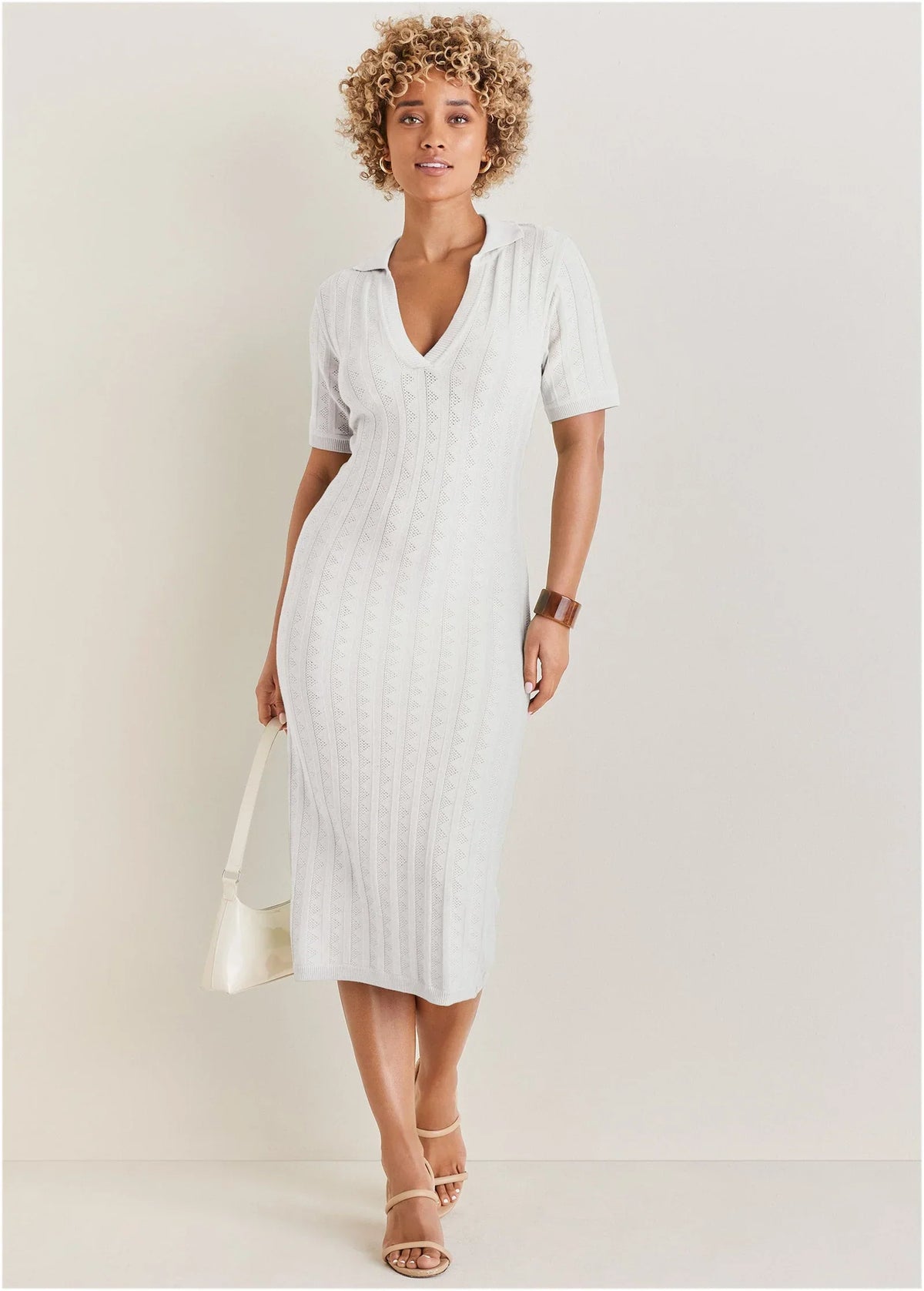 Pointelle Sweater Dress Cloud Dancer