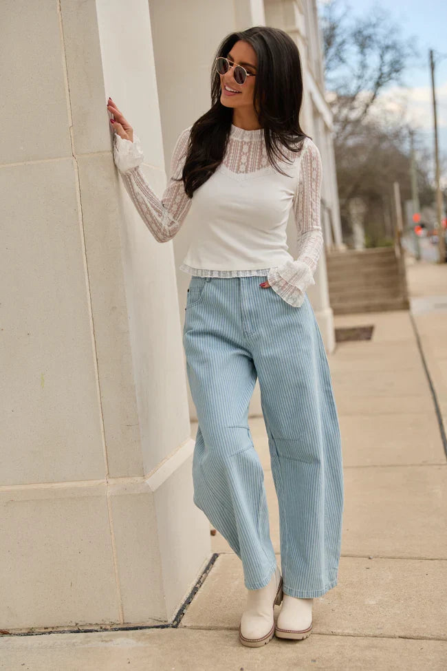 Madison Ivory Lace Mockneck Top