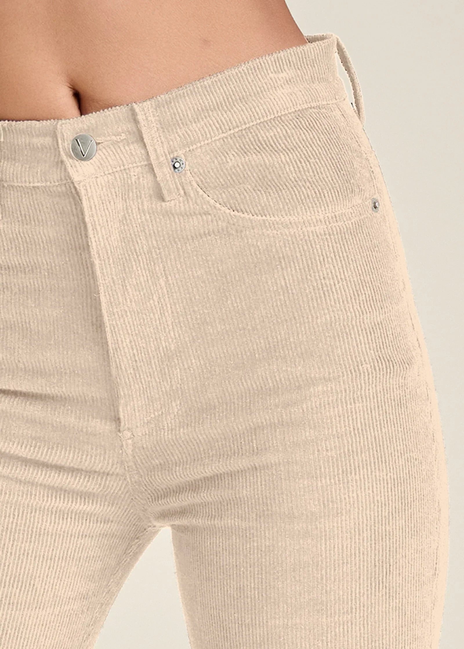 Corduroy Flared Pants Cream