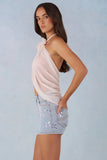 Mid Rise Denim Micro Mini Skirt in Light Denim