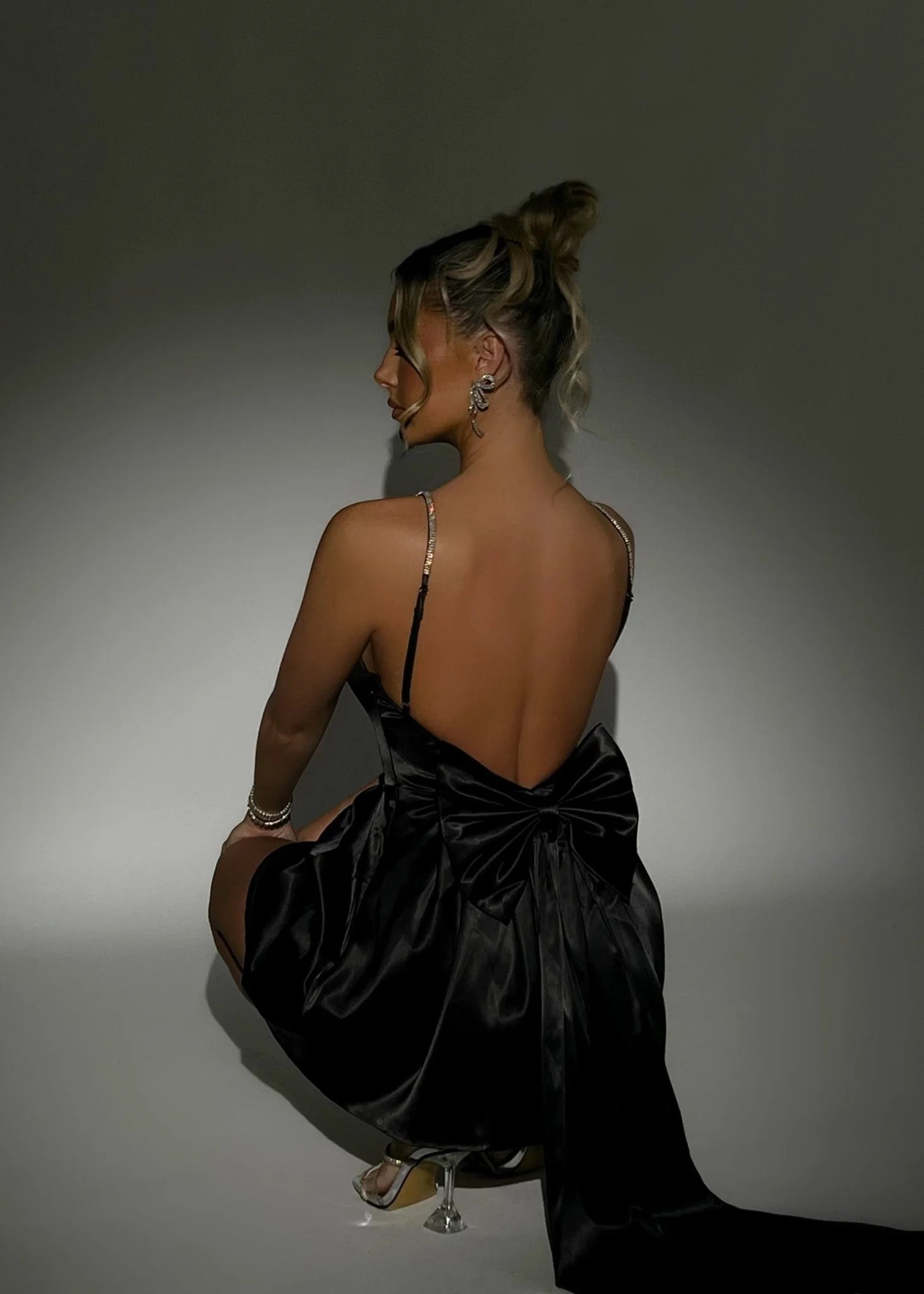 Princess Dreams Bow Mini Dress Black